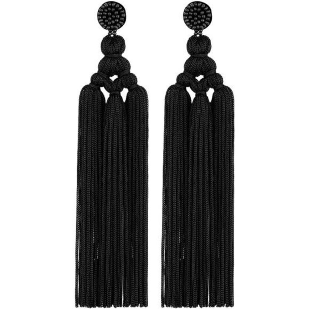 Handmade Beaded Tassel Earrings | 5.5” Long Boho Fringe Earrings